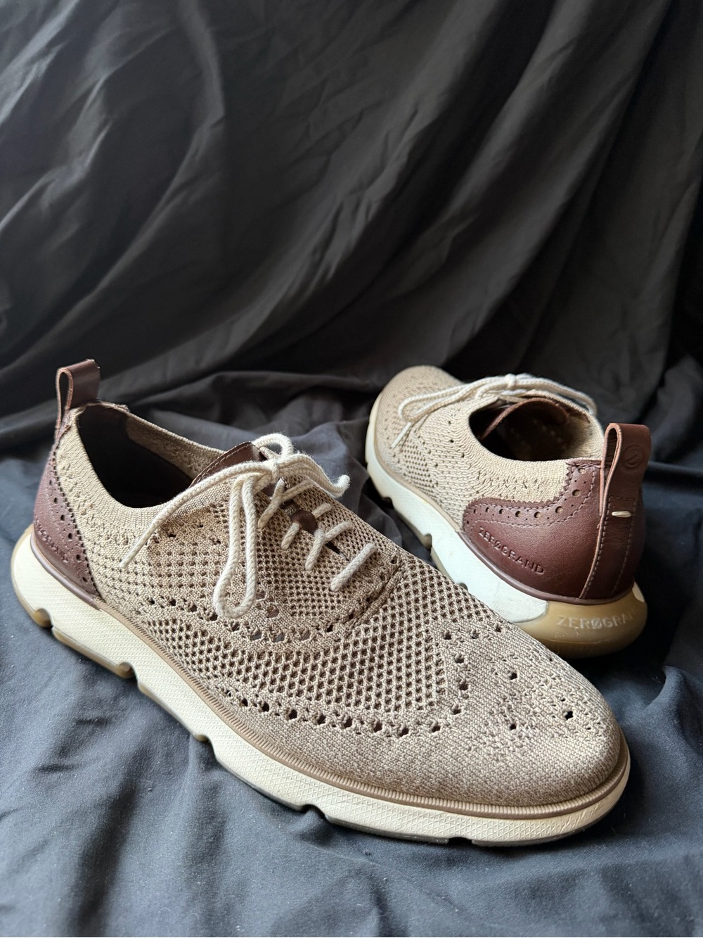 Cole Haan Men's Knit Wingtip Oxfords in Beige and Brown - Style